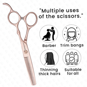 Tijeras de Peluquería para Adelgazar el Cabello en Oro Rosa, Tijeras de Adelgazar con Filo Afilado, Tijeras de Adelgazar con Logotipo Personalizado, Fabricante OEM por Bahasa Pro - Product Image 3