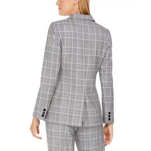 Blazer da Donna Calvin Klein a Quadri con Un Bottone, Tessuto Intrecciato con Motivo Stampato, Chiusura Doppiopetto, Taglia 10, Argento - Product Image 2