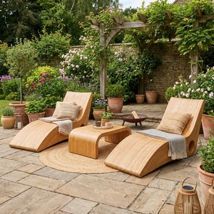 Outdoor Modern <b>Rattan</b> Woven Patio <b>Sofa</b> Set Ergonomic Sunbed Lounger Couch Coffee Table Garden Furniture Setup Art Design - Product Image 3
