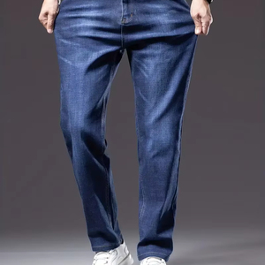 Jeans confortables pour hommes, tissu extensible et respirant avec style streetwear délavé pour un confort quotidien en hiver - Product Image 1