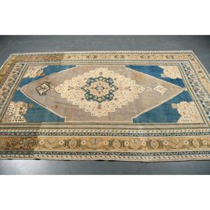 Vintage Large Rug 5.6x8.9 ft, Blue <b>Brown</b> Oriental Rug <b>Wool</b> - Product Image 3