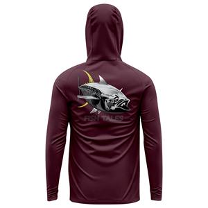 Venta al por mayor UPF 50 impermeable poliéster manga larga pesca camisas ligero bolsillo personalizado sublimado logotipo Unisex pesca Sudadera con capucha - Product Image 2