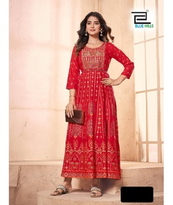 Hot Selling New Indian <b>Women</b> Wear Kurti Dress with Embroidery Wear at Wholesale Price Anarkali Style Rayon <b>Kurtis</b> <b>for</b> <b>Women</b> - Product Image 1