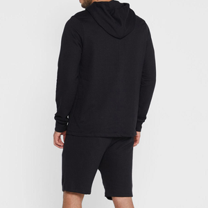 Pull-over à capuche noir pour hommes, survêtements coupe-vent, vêtements de sport respirants, ensembles courts de sweats à capuche légers personnalisés - Product Image 2