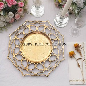 Plaque de mariage en métal de qualité de luxe faite à la main plaqué or chargeur de service de nourriture à domicile avec un nouveau style de conception standard unique - Product Image 4