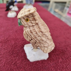Exclusif fabriqué à la main en cristal pierre hibou oiseau sculpture puissante amour paire charme finement sculpté oiseaux expose le fard à joues - Product Image 5