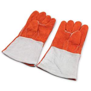 Venta al por mayor de guantes de soldadura resistentes al fuego de cuero partido De Vaca hechos en fábrica Guantes de trabajo industriales personalizados - Product Image 4