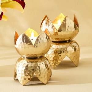 เชิงเทียนอลูมิเนียมทำด้วยมือการออกแบบดอกบัวอุปกรณ์เสริมแสงสว่างรอบโต๊ะกลาง - Product Image 2