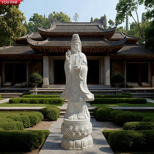 รูปปั้นพระโพธิสัตว์กวน<span class=keywords><strong>อิ</strong></span><span class=keywords><strong>ม</strong></span>หินแกรนิตสีเทาธรรมชาติ YOUFINE แกะสลักด้วยมือสา<span class=keywords><strong>ม</strong></span>ด้าน ฐานรูปดอกบัว เห<span class=keywords><strong>ม</strong></span>าะสำหรับสวนสาธารณะในเมือง - Product Image 2