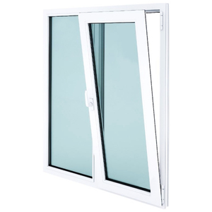 Fenêtres à battant en PVC Maison européenne Fenêtre tournante inclinée Upvc en plastique insonorisée à l'épreuve des ouragans - Product Image 1