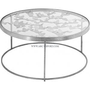 Papillon Design Table Basse Verre Dessus Métal Plaqué Or Cadre Table Centrale Moderne Nouvelle Arrivée Salon Meubles Fournisseur - Product Image 2