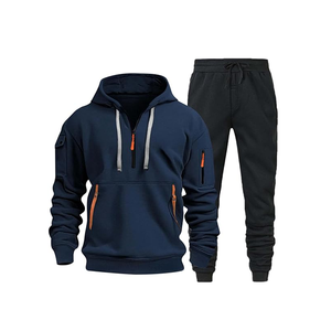 Combinaisons de survêtement de couleur unie avec logo personnalisé de haute qualité Survêtements vierges pour hommes Ensembles de survêtement de jogging - Product Image 6