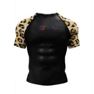 เสื้อยืด MMA Rashguard แบบใหม่สำหรับผู้ชาย, เสื้อกีฬาแบบใหม่สำหรับใส่วิ่งแบบมวยไทยกางเกงป้องกันผดผื่นเข้ายิม BJJ GI - Product Image 6
