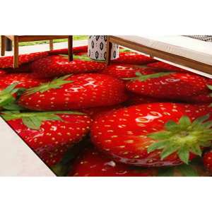 Tapis imprimé fraise - Tapis de cuisine moderne rouge, tapis doux non tissé - Product Image 1
