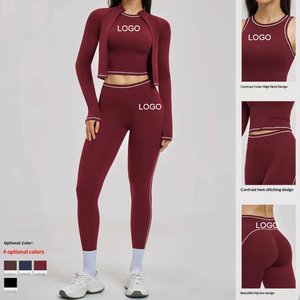 Women's Breathable Seamless Plus Size Yoga Jacket Set Long Sleeve <b>Zip</b>-<b>Up</b> Fitness Jacket High Waist Leggings-Quick Dry Activewear - Product Image 1