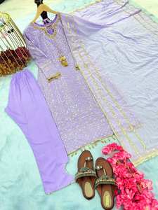 Conjunto de Kurti estampado de algodón de diseñador de alta calidad, cuello bordado a la moda, traje más vendido a bajo precio con Salwar - Product Image 6