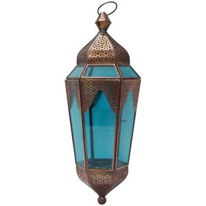 Farol marroquí de metal Premium con superficie brillante, perfecto para patios al aire libre, balcones e interiores de jardines - Product Image 1