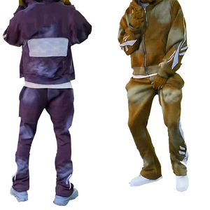 Nouveaux survêtements zippés pour hommes à épaules tombantes, personnalisables, effet délavé à l'acide, couleur unie délavée au soleil, motif classique, logo personnalisé - Product Image 5