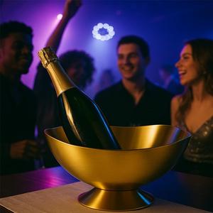 ชามเจาะเก็บความร้อนผนังสองชั้นทำจากสเตนเลสสีเงินพรีเมี่ยมความจุ5L สำหรับการเสิร์ฟไวน์ค็อกเทล | งานปาร์ตี้ - Product Image 2