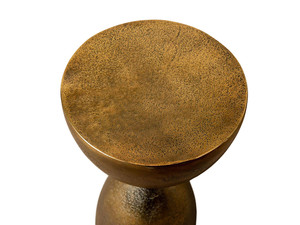 Tabouret d'appoint en aluminium de style industriel Tabouret rond coulé à la main au design unique Console en incrustation d'os pour le salon et la chambre à coucher - Product Image 3