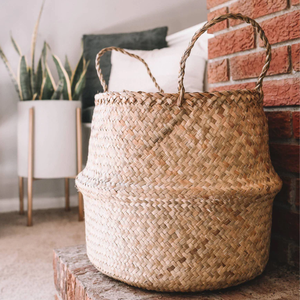 Seagrass <b>Basket</b> Handwoven <b>Basket</b> With <b>Handles</b> Storage Solution Handicraft Oem/Odm Made in Vietnam Manufacturer - Product Image 3