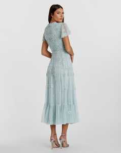 Elegante lentejuelas con cuentas y cuentas hombro Aline cuerpo forma una manga vestido de noche vestido de fiesta vestido largo - Product Image 5