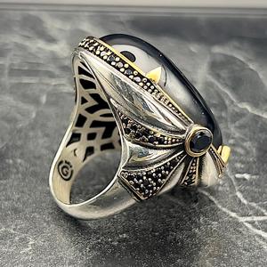 Anillo de Plata de Ley 925 Estilo Vintage para Hombre, con Bisel de Ónix Negro Hecho a Mano, Microincrustaciones, Anillo Clásico y Elegante, Regalo para Él - Product Image 5