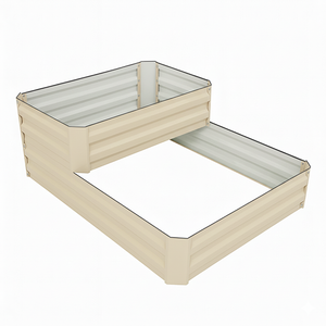Easy Assembly 2-Tier Raised Garden Bed Outdoor Galvanized Steel Corrugated Tiered <b>Rectangle</b> <b>Planter</b> Box for Vegetables GB012 - Product Image 1