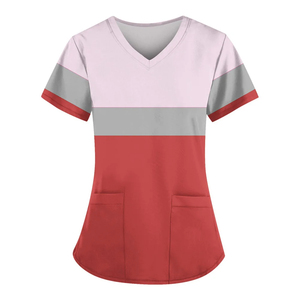 Conjuntos de algodón y poliéster para enfermera superventas para mujer con cuello levantado, traje de uniforme de hospital de manga corta en tela de lona - Product Image 2