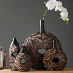 Jarrones de latón de Metal pulido dorado de diferentes tamaños, Decoración de mesa estándar, diseño único, forma personalizada, floreros de Metal - Product Image 4