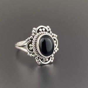 Bague parfaite en argent Sterling 925 naturel noir Onyx bijoux pierres précieuses bague faite à la main solide 925 argent Sterling timbre bague bijoux - Product Image 3