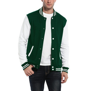 Chaqueta Varsity clásica unisex con cierre frontal de botón Chaqueta de béisbol gruesa y cálida con cuello acanalado y dobladillo - Product Image 1