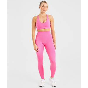 Dernier legging d'été personnalisé rose avec ceinture arrière en forme de V taille haute et vêtements de sport leggings de gym à la mode pour femmes - Product Image 3