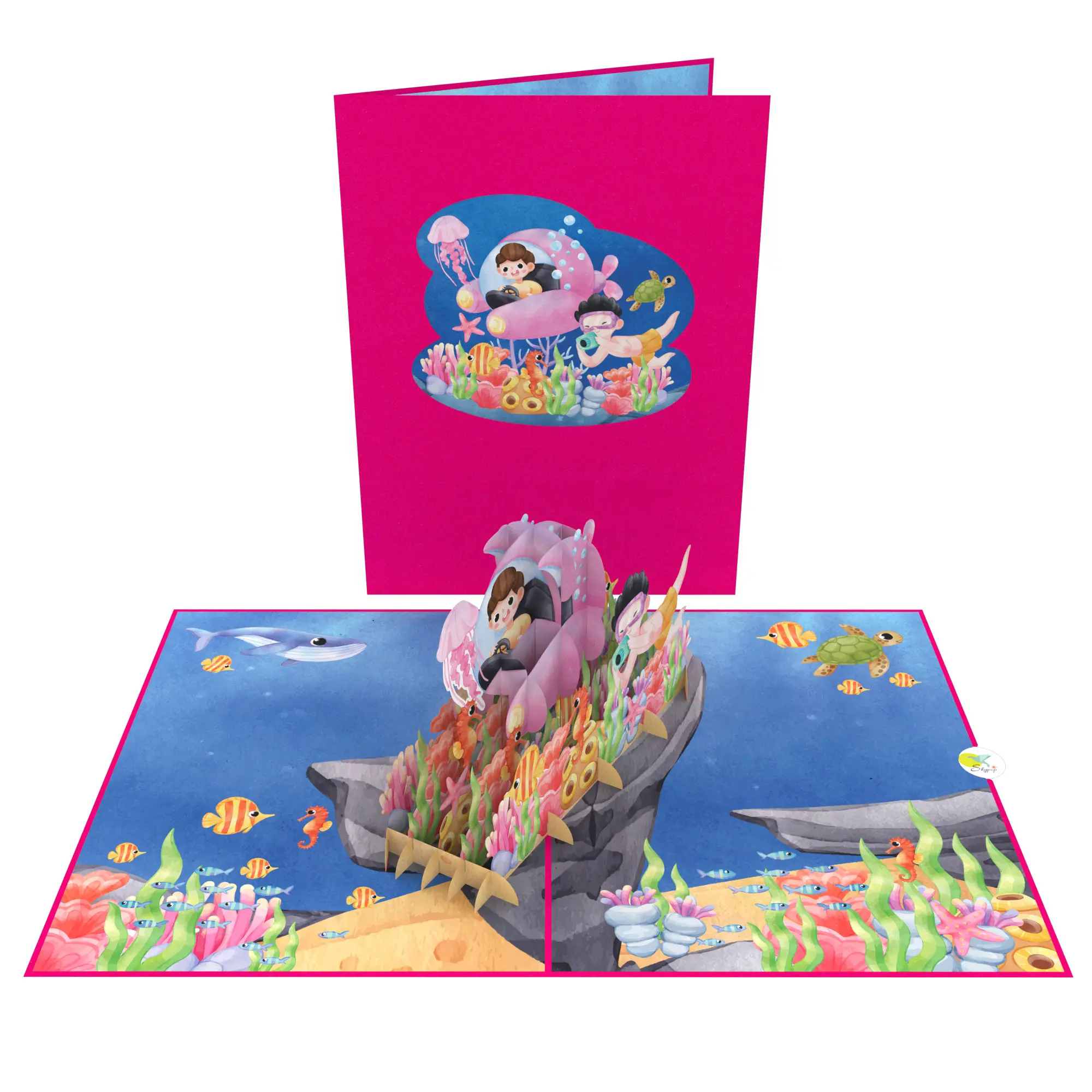 Verken Oceaanwereld 3d Pop-Up Kaart Bestseller Voor Gedenkwaardige Babyverjaardag 3d-kaart Handgemaakt Papier Las