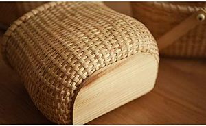 Handmade Rattan <b>Storage</b> <b>Basket</b> Woven Hanging Organizers with Handle Fruit Vegetable Picnic <b>Baskets</b> Home Kitchen <b>Wall</b> Decor - Product Image 4