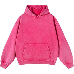 Sweat à capuche oversize vintage délavé à l'acide pour femme, en molleton 100 % coton épais pour l'hiver avec col confortable - Product Image 1