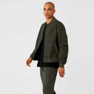 Blouson aviateur à la mode pour hommes à la mode avec ourlet et poignets côtelés Veste décontractée légère avec fermeture éclair pour Streetwear - Product Image 2