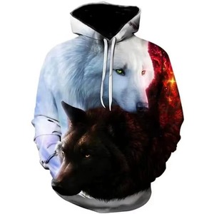 Sweat à capuche pour homme, motif loup, mode automne, nouveau, motif 3D, tricot ample, 100% coton, polaire, streetwear, marque amusante - Product Image 4
