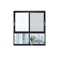 Ventanas Corredizas de Aluminio de Estilo Moderno, con Persianas de Acero Inoxidable, Doble Acristalamiento Templado, Insonorizadas, Apertura Horizontal para