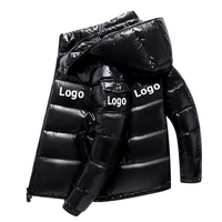 Manteau d'hiver matelassé pour homme, noir brillant, à capuche, fermeture éclair, motif léopard, emballage en forme de tambour, vêtement d'extérieur chaud et tendance