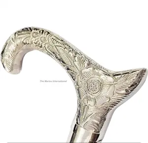 36 Brass thiết kế t-hình dạng xử lý với gỗ đi bộ mía đi bộ thanh cho tuổi già người có thể gập lại có thể điều chỉnh bằng gỗ mía