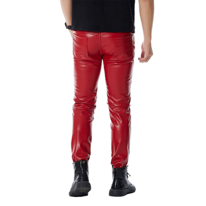กางเกงหนังผู้ชายสไตล์ไบค์เกอร์ วินเทจ ทรงสลิมฟิต หนัง PU แฟชั่นลำลอง สำหรับขายออนไลน์ - Product Image 5