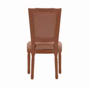 Chaise de salle à manger élégante en lin, siège de cuisine de style campagnard français - Product Image 4