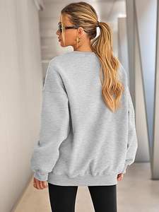 Sweat-shirt à col rond doux pour femmes avec logo OEM personnalisé, manches longues, léger, pull-over, yoga, décontracté, sweat-shirts tendance pour l'automne - Product Image 2