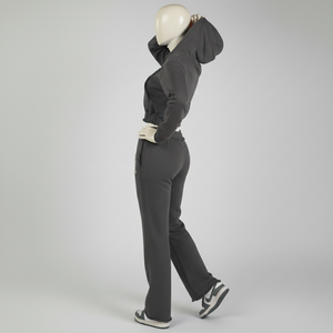 Unisex Distressed Acid Wash Cropped <b>Hoodie</b> Joggers Set Brown <b>Pink</b> Oversized Embroidered Y2K Washed Two Piece Lounge Wear Outfit - Product Image 3