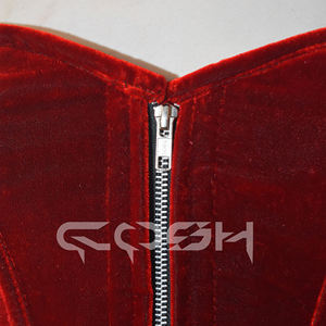 KORSET | High Quality Fashion Event Wear Red Velvet Corset Dress Lace Zipper Straight Silhouette Simple Design Natural Waistline - Product Image 6