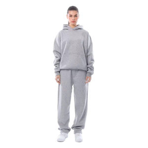 Ensemble de survêtement 2 pièces en molleton écologique 100 % coton, coupe oversize, en tissu molletonné uni, style streetwear, personnalisable OEM - Product Image 5