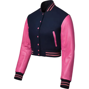 Veste courte de style baseball pour femmes, personnalisée, style varsity, lettre de l'école secondaire, OEM ODM - Product Image 2
