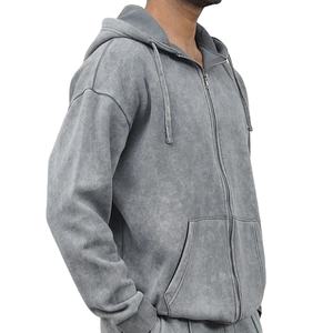 Novedad, Sudadera con Capucha Extra Grande, Personalizada, de Algodón 100%, con Hombros Caídos, Lavado Ácido, con Cremallera, Conjuntos Deportivos, Impresión de Logotipo Personalizada - Product Image 3