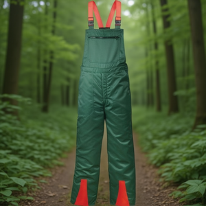 Cut-resistant Workwear Bib <b>Overalls</b> Size 56 Green/Red Feldtmann - Product Image 3
